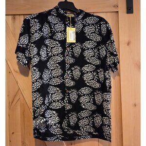 New! Pineapples Boutique Designed In Hawaii Button Tropical Shirt Men’s L Batik